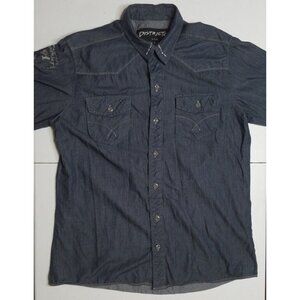 District 91 U.S.A. Long Sleeve Button Up Blue Denim Western Shirt Women's Large